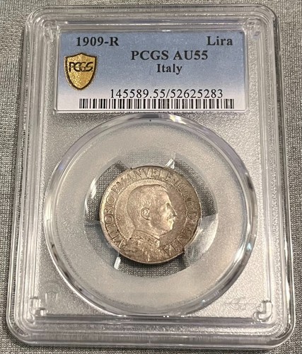1909 italia lira pcgs 55 - 1909, au