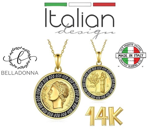 Collana medaglione oro 25mm - medaglione,