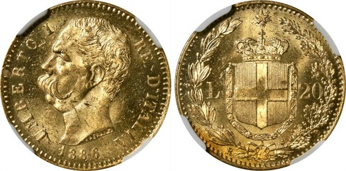 Italia oro lire - italia,, 1886