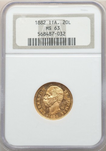 Italia oro lire 1882 r - 20,