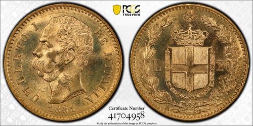 Italia oro lire 1881 r - 20,